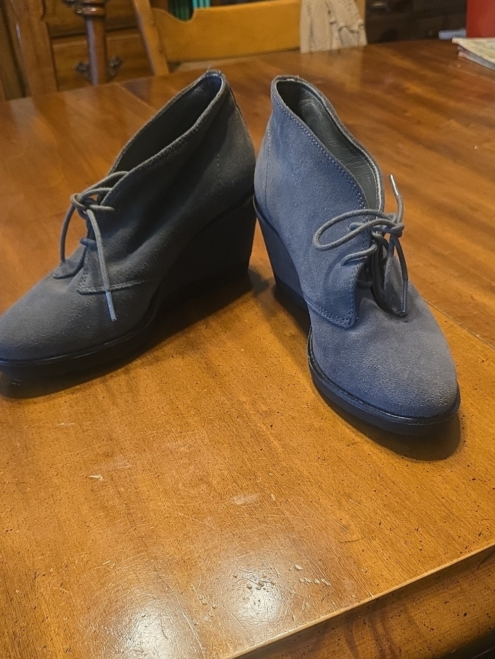 Coach Grey Suede Cassy Wedge Ankle Boots